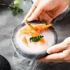 Kaseler 1Set kase moleküler mutfak yaratıcılığı Yuvarlak duman fincanını taklit edin Ateş taş top tabağı çimento bakır