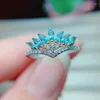 Cluster Rings Lussuoso Wide Wave Wheat Natural Blue Topaz Gem Ring S925 Silver Gemstone Girl Women Party Gift Jewelry