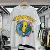 Camisetas masculinas Fasion Earth Smile Letter Print T-Shirt Men Women Vintage Shirt Tops Tee Jaqueta