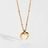 Hot Selling 18k guldpläterad rostfritt stål hornform månhänge halsband för kvinnor