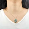 Pendant Necklaces Fire Blue Opal Big Square Necklace Pendants Fashion Jewelry For Women Girls Drop