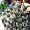 Pärlor Natural Stone Green Rutilated Quartzs Oregelbunden form Pärled för smycken som gör DIY -halsbandsarmbandtillbehör
