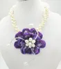 Collier Femme Charmante Bijoux. Collier de fleurs de coquille de perles d'eau douce jolie mariée mariage 18"