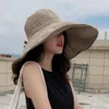 Geniş Memlu Şapkalar UPF 50 Büyük UV geçirmez Katlanabilir Seyahat Güneş Kadın İlkbahar ve Yaz Güneşleri Düz Renk Pamuklu Günlük Kova Şapkası