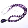 Stud Natural Amethyst Boucles d'oreilles Collier Set Violet Bijoux pour femmes Wedding Party Gift collares