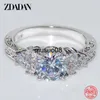 Band Rings Zdadan 925 Sterling Silver 8mm Zircon Finger Ring For Women Fashion Wedding Jewelry Accessories Wholesale J230602