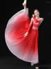 Traje de Palco Saia Grande Mulher Traje de Dança Chinês Tradicional Yangko Roupa de Dança Traje de Dança Nacional Vermelho Roupa de Dança Oriental Fã Vestuário