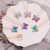 Vente chaude bijoux coloré cristal verre papillon charme collier pendentif pour les femmes