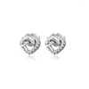 Stud Earrings Knotted Heart 925 Sterling Silver Jewelry For Woman Make Up Fashion Female Party