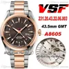 VSF V2 Aqua Terra 150M 43 5 мм GMT A8605 Автоматические мужские часы Смотреть двухтонное розовое золото.