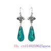 Dangle Earrings Turquoise Water Drop Natural Gift Chinese Talismans Jade Stone Jewelry Designer Gifts 925 Silver Women Jadeite Amulets