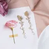 Stud New Trendy Asymmetric Dangle Earrings For Women Shiny Crystal Flower Butterfly Long Tassel Cute Cat Earring Sweet Jewelry