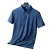 Męskie T-shirty Ice Silk Traceless Tra-T-Shirt Męski biznes Solidny kolor na pół rękawie jedwabny jedwabny oddychający koszulka polo J230602