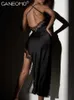 Robes de soirée Satin Slip Dos Nu Fente Midi Robe Femmes 2023 Soirée D'été Élégant Gala Nuit Dames Sexy Noir Moulante Dentelle Robe Longue T230602
