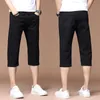6 Färg Classic Summer Elastic Thin Casual Denim Cutting Long Sleeve Men's Blue Jeans Shorts P230602