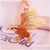 Key Rings Crystal Keyring Rhinestone Animal Eagle Metal Pendant Keychain Fashoin Gold Tone Alloy Car Chain Holder Drop Delivery Jewel Dhjyp