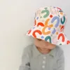 Mützen Hüte Doppelseitiger Hut Niedlicher Buchstabe Gestickte Kinder Jungen Mädchen Fischer Panama Cap Sommer Outdoor Kinder Sun Gorras 230601