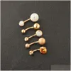 Navel Bell Button Rings rostfritt Belly Ombligo Piercings 14g Rose Gold Screw Bar Piercing Nombril Sexig Women Body SMEEXKE DOL DHG6J