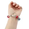 Charm Bracelets USA Love Heart Flag Bracelet Fashion Crystal Beads Bangle American Pendant For Women Hand Accessories Gifts