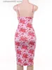 Robes de soirée Slip Print Floral Tight Midi Dress Femmes Vacances D'été Sexy Party Casual Vacances Mode Col En V Moulante Wrap Robes En Gros T230602