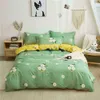 Bedding Set with Fitted Sheet Duvet Cover case Grid Bed Linen Geometric Cartoon Home Hotel Bedclothes L220711