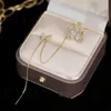 Stud Shiny Zircon Butterfly Clip Earrings For Women Simple Flowers Long Tassel Ear Cuff Bride Wedding Jewelry 1PC