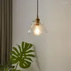 Pendant Lamps Japanese Style Retro Frosted Brass Glass Chandeliers Bedside Aisle Bar Table Lamp LED Lights Bed Breakfast Restaurant