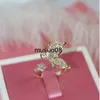 Band Rings Delicate 14K Gold Plated Butterfly Open Rings for Women Luxury Zircon CZ Flower Adjustable Rings J230602