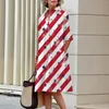 Casual Dresses Autumn American Flag Shirt Dress Solid Long Sleeve Fashion Polo Neck Elegant Pocket Street