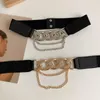 Belts Women's Gold Buckle Silver Chain Elastic Belt Waistband Waist Closure Dress Decoration Cool Stylish