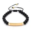 Strand 2023 Fashion Rectangular Block Bracelet Men Simple Braided Macrame Tiger Stone Bead For Jewelry Gift