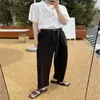 Herrbyxor män rak ben vår och höst japansk koreansk version av enkel mode ungdoms fritid 100 stora storlek nio minuter
