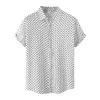 Designer hommes chemise été loisirs ethnique coton lin hommes chemise à pois imprimé revers à manches courtes chemise Streetwear