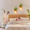 Wandlamp 2 stks/set Rustieke Sconces Wit Houten Board Mason Jar LED Kerstverlichting Thuis Bruiloft Cafe Bar Slaapkamer Decor