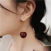 Dangle Chandelier Korean Cute Simation Red Cherry Earrings Romantic Fruit Resin Round Drop Bohemian Valentines Party Gifts For Wom Dh42E