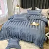 Luxuoso conjunto de cama de algodão com listras de seda dos anos 60 bordado cor sólida jogo de cama hotel doméstico capa de edredom lençol queen size king size