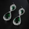 Dangle Chandelier AMC Luxury Emerald Green Symetrical Long Drop Earring Zircon Ear Studs Bridal Wedding Party Jewelry Accessories Gifts For Women 230602