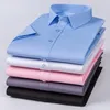 Herrklänningskjortor Summer tunn kort ärm för män elastisk solid vanlig skjorta smal passform formella kontorskläder