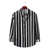 Herr t-skjortor mäns casual kontrast lapel randig långärmad skjorta toppblus konst 3d digital tryckt tunik mode toppar harjauku