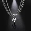 Pendant Necklaces Amaxer For Women Men Fashionable Punk Double Layer Necklace Initial 26 Letter Name Stainless Steel Silver Color Jewelry Gift J230601