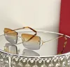 hochwertige Carti-Sonnenbrille CT0092 Designer-Sonnenbrille für Männer und Frauen Klassische rahmenlose Hufeisenschnalle mit Spiegelbein, nahtlose Verbindungsspiegel-Trendsonnenbrille