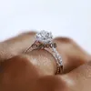 Anelli a fascia 2023 Vintage Lab Diamond Finger Ring 925 Sterling Silver Party Wedding Band Rings for Women Men Promise Engagement Jewelry Gift J230602