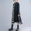 Casual Dresses Cotton Polka Dot Print Vintage Shirt For Women Long Sleeve Loose Midi Dress Fashion Clothing Spring Autumn 2023
