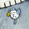 Cartoon Bird Brooches Blue Carrier Pigeon Seabirds Button Lapel Pins for Women Men Creative Animal Enamel Badges Jewelry Gifts