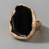 Bandringar Tocona Bohemian Black Stone Joint Ring for Women Men Charms Dripping Oil Big Joint Ring Gothic Jewelry Accessories 16916 J230602