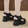 Kvinnors sandaler 2022 Summer Wedge Heel Elastic tyg Cover Foot Ladies Sandaler Tjocksoled Fashion Troifle Elevation Casual Shoes L230518