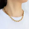 New Fashion 18K Gold Plated Handmade U Shaped Necklace Bracelet Jewelry Set Stainless Steel Waterproof Thick Liked U Shape Chain