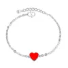 2023 Romantiska kvinnor Red Heart Armband Silver Plated Chain Armband For Lovers Valentine's Day Gift Par Anniversary Jewelry