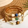 2023 Hawaiian New Design 18K Gold Plated Pikake Jasmine Natural Stone Copper Armband Women