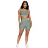 Kvinnors träningsdräkter Kvinnors strecthy Tracksuit Set Women Crop Tank Top och Short Pants Sportwear 2 Piece Workout Outfit Activewear